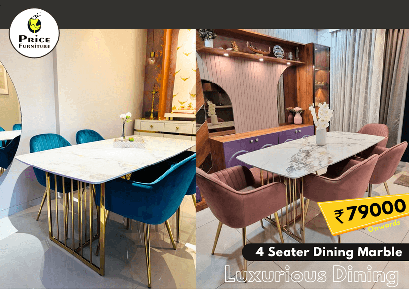4 Seater Marble Dining Table
