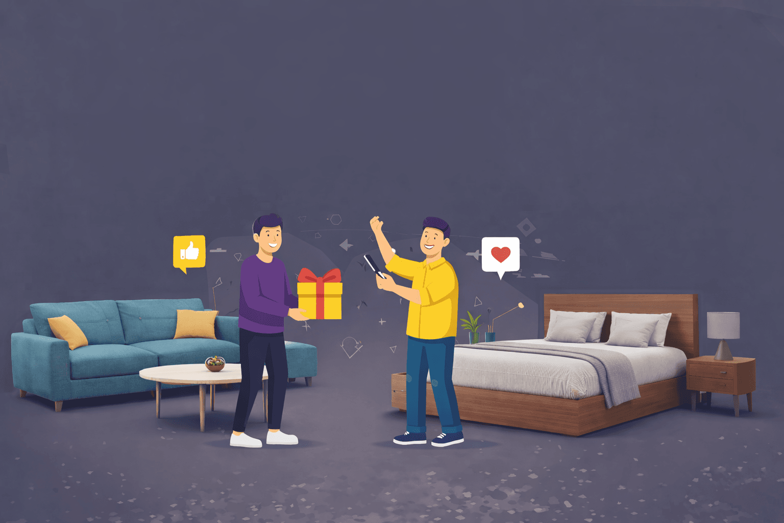 Friends shopping for furniture